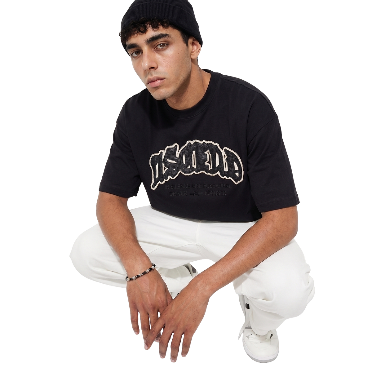 Leather Embroidery Oversized T-Shirt