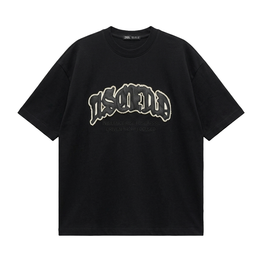 Leather Embroidery Oversized T-Shirt